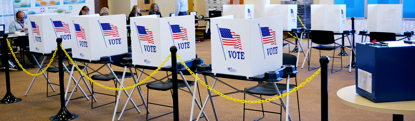 Voting booths inside a Voter Service and Polling Center