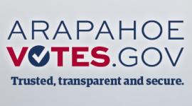 Graphic of new website name: ArapahoeVotes.gov. Trusted, Transparent and secure.